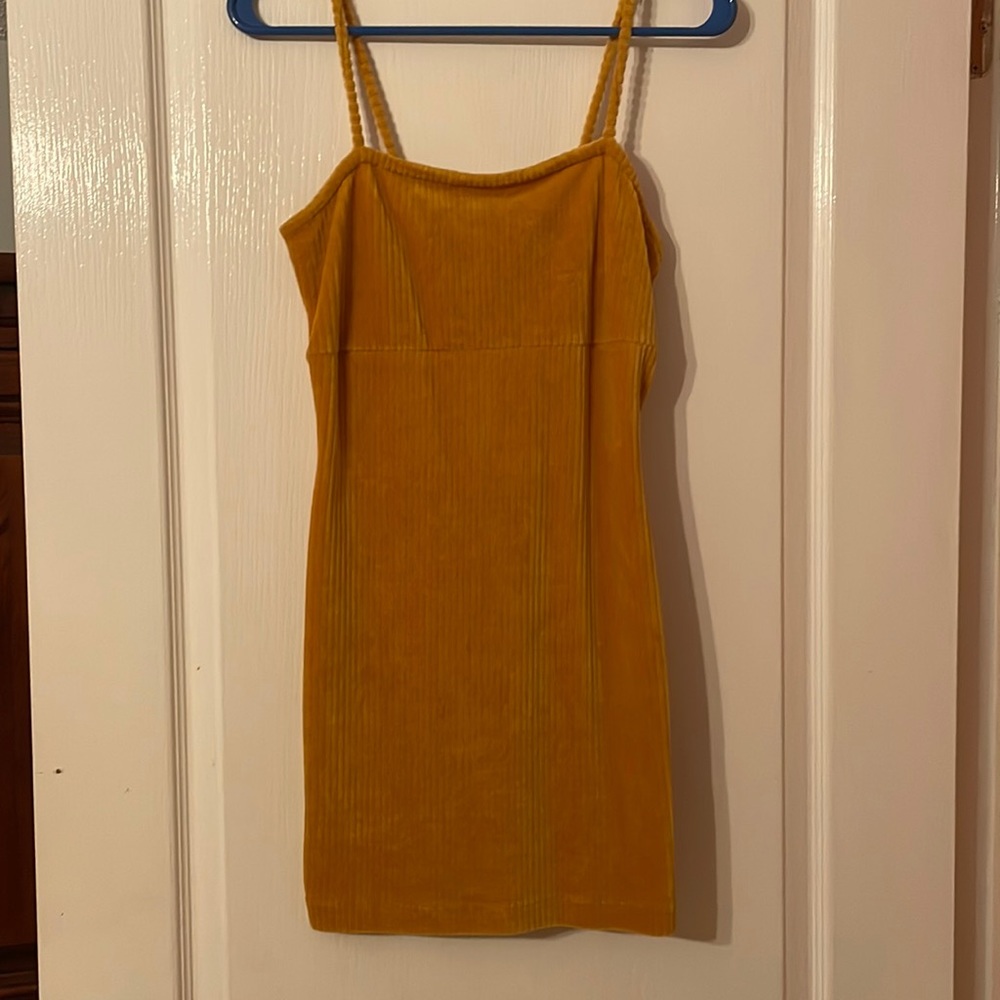 Wild Fable Yellow Velvety Fitted Dress